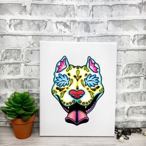 Smiling Pitbull Wall Canvas Decor